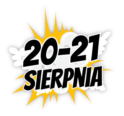 Stylizowany, utrzymany w komiksowym stylu termin Pilkonu 2022 - 20–21 sierpnia.